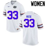 Women's Florida Gators #33 David Reese NCAA Nike White Authentic Stitched College Football Jersey FNX3762HP